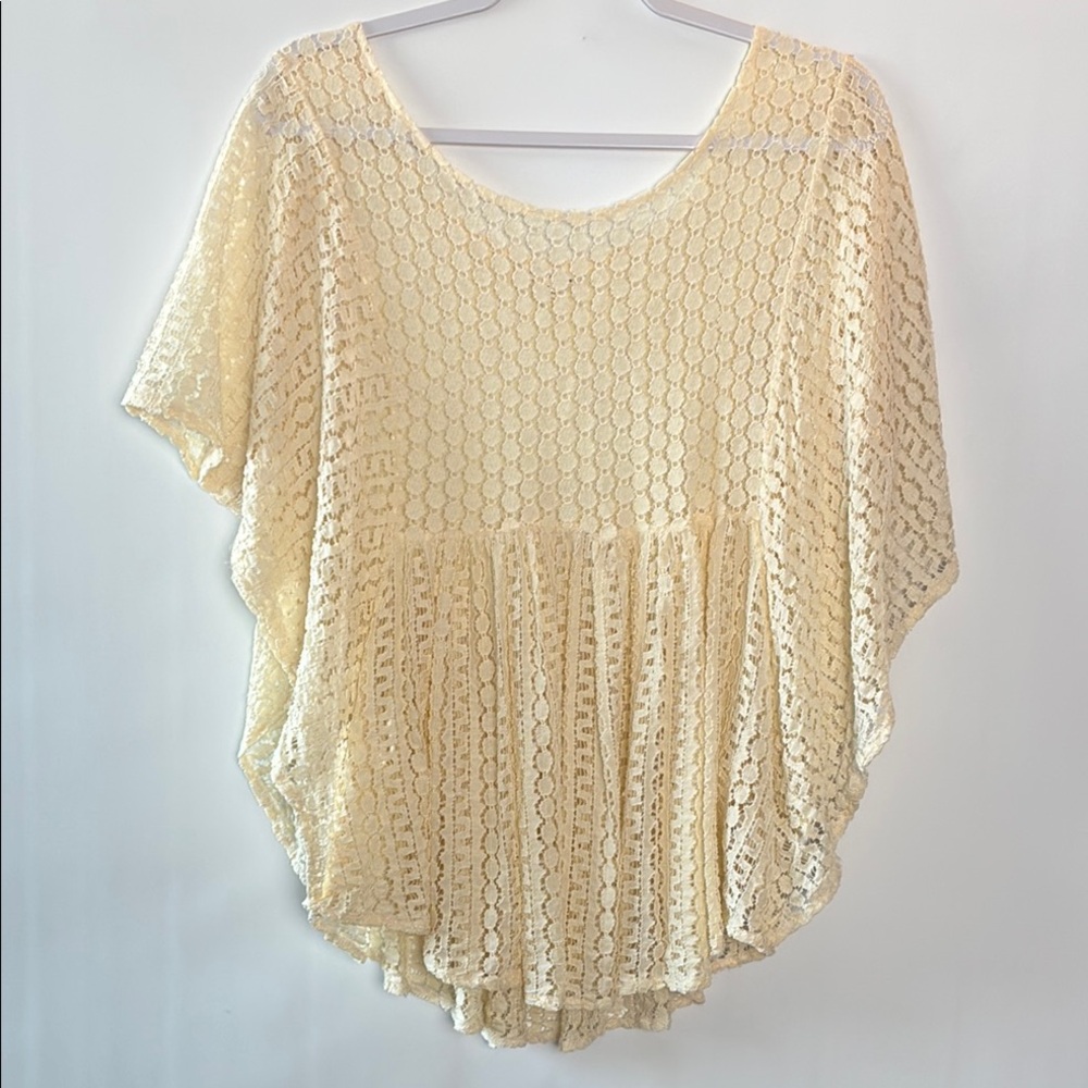 Ultra Pink Cream Lace Swim Cover-Up Top